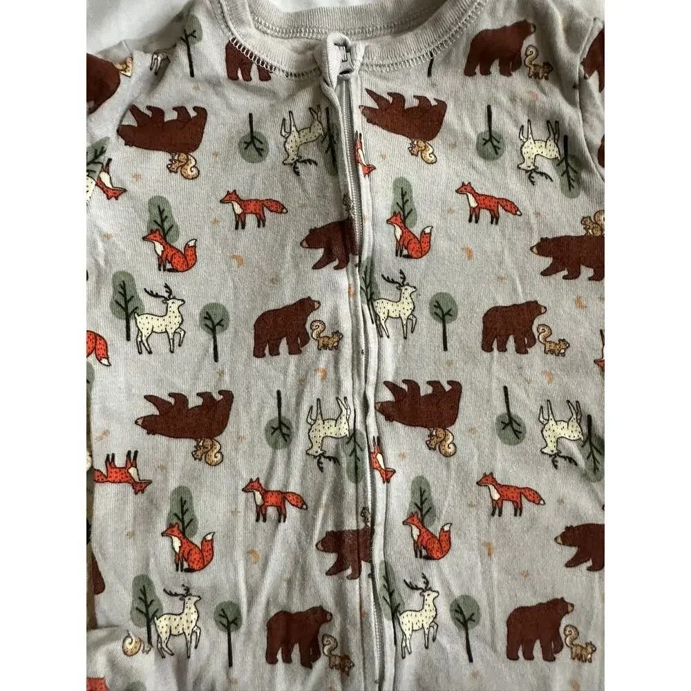 Forest Friends One Piece Footed Cotton Pajamas Set of 2
